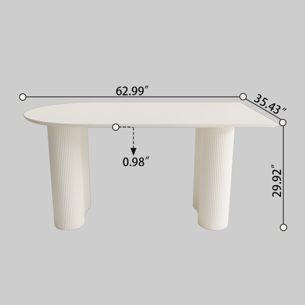 63英寸中世纪现代奶油风格MDF餐桌和PU餐椅套装4套。组装桌面和黑色金属腿餐椅套装，适用于家庭和厨房-14