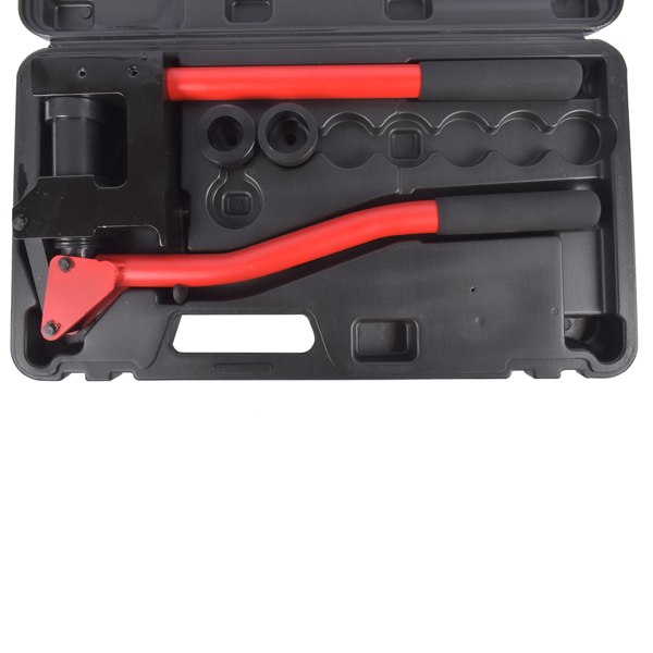 Red Manual Knockout Hole Punch Driver Kits Lever Sheet Metal Stud Punch with Dies for Pipe Sizes 7/8", 1-1/8", 1-11/32"