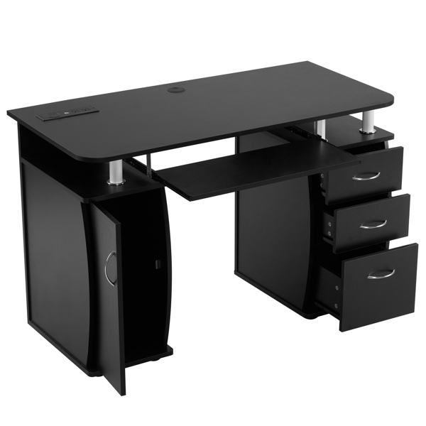 FCH  115* 55*74cm  Black PB Wood 15mm Portable 1pc Door with 3pcs Drawers Computer Desk