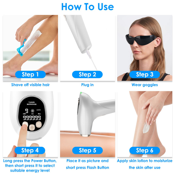 3 In 1 Ice Cooling Laser Hair Removal Painless Permanent At-Home IPL Hair Removal with 999,999 Flashes 9 Energy Levels 2 Flash Modes for Armpits Legs Arms Bikini Line