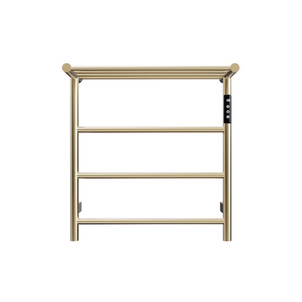 Heated Towel Rack with Top Shelf, 3-Bar Towel Wall Mounted Warmer for Bathroom with Intelligent Touch Screen Timer, 304 Stainless Steel Polished, Plug-in/Hard-Wired[Unable to ship on weekends]