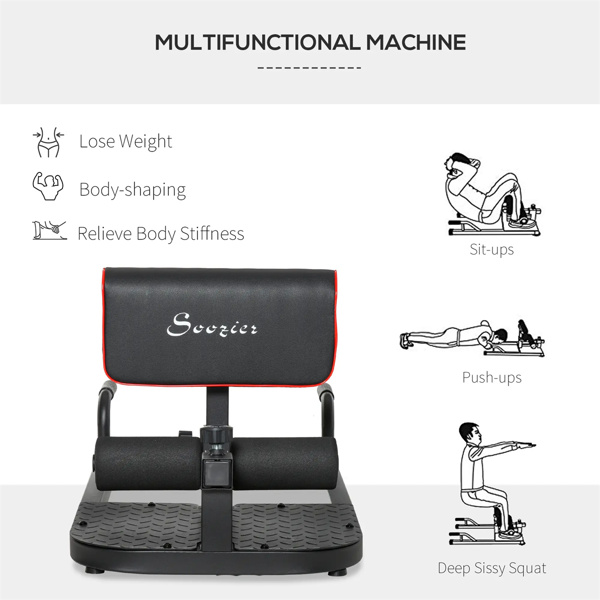   3-in-1 fitness equipment for push-ups, sit-ups and squats -  Black