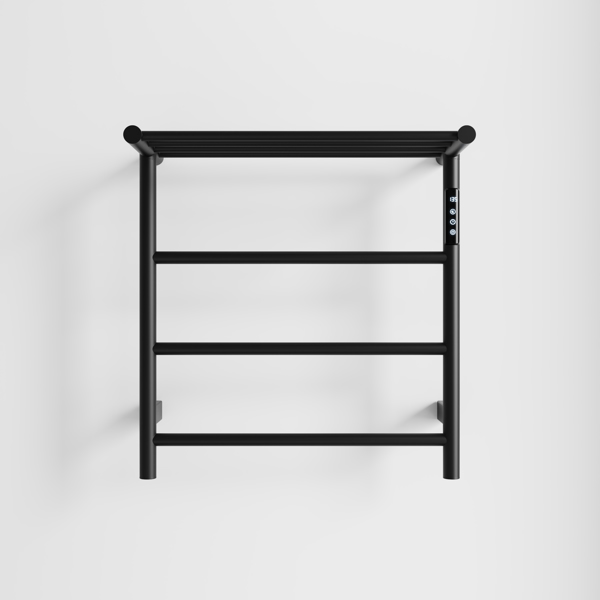 Heated Towel Rack with Top Shelf, 3-Bar Towel Wall Mounted Warmer for Bathroom with Intelligent Touch Screen Timer, 304 Stainless Steel Polished, Plug-in/Hard-Wired[Unable to ship on weekends]