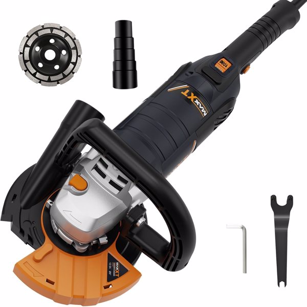 5 Inch Concrete Surfacing Grinder, 1500W 14A Motor, 7 Adjustable Speed Angle Grinder Kit with Diamond Disc, Removable Guard, for Polishing and Grinder Stone Cement Marble Granite[Unable ship weekends]