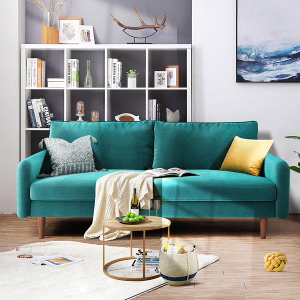 72 英寸天鹅绒圆臂扶手公寓沙发-1