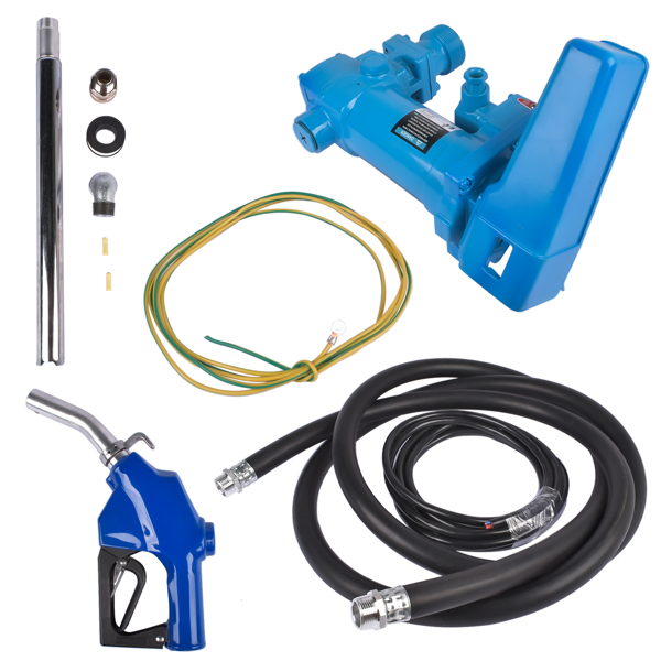 High Flow DC Fuel Pump 12 Volt with Automatic Nozzle for Gasoline Kerosene-Blue 