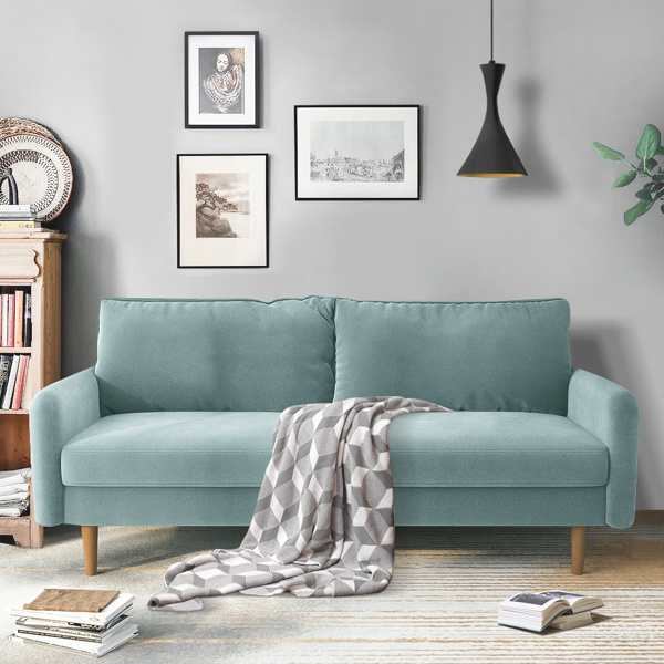 72 英寸天鹅绒圆臂扶手公寓沙发-1