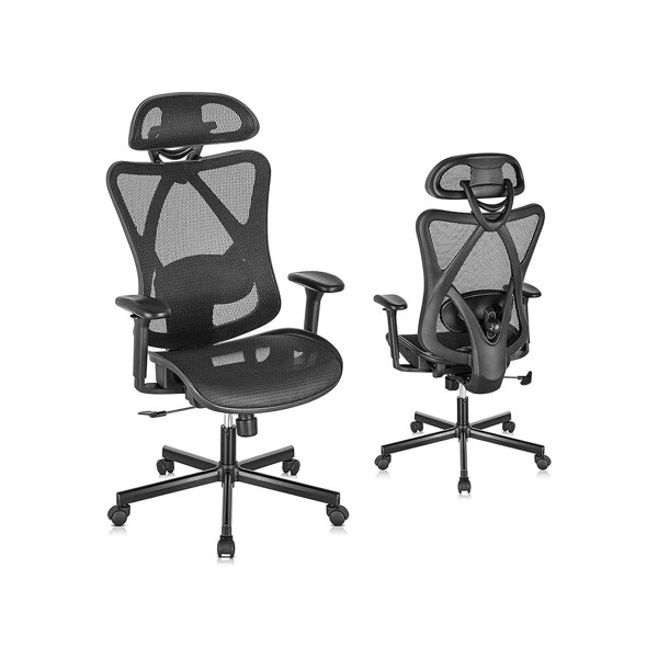Mesh Office Chair Back Height Adjustable with Wheel Legs,Lumbar Support, Adjustable Armrest,Adjustable Headrest,Tilt