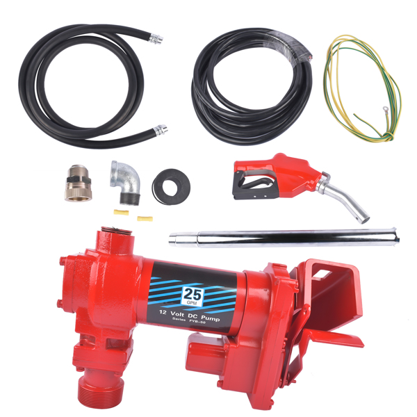 抽油泵 12V 25G PM High Flow DC Fuel Pump Cast Iron Gas Heavy Duty Transfer Pump NEW Red-3