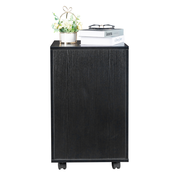 FCH Black Wood Grain Density Board Three Drawers Wooden Filing Cabinet
