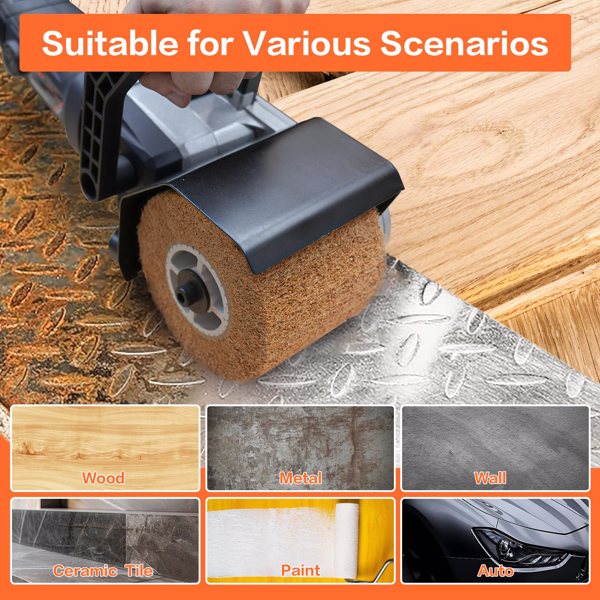 Burnishing Polishing Machine, 1300w Surface Conditioning Tool, 6 Speed Variable 3200RPM Motor Drum Machine Grinder, Handheld Electric Polisher With 3 Polishing Wheels[Unable to ship on weekend]