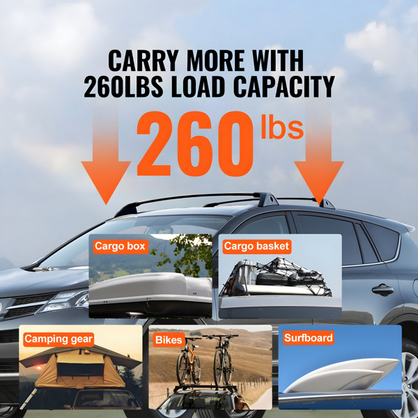 Roof Rack Cross Bars, Compatible with for Toyota for RAV4 2019-2022, 260lbs Load Capacity, Aluminum Anti-Rust Crossbars with Locks (Not Fit for Adventure/TRD Off-Road)