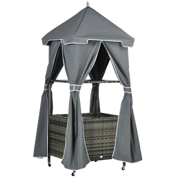 Portability Poolside Towel Holder Rack with Covered - Gray