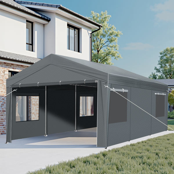 12x20 ft Carport Car Port Canopy Grey