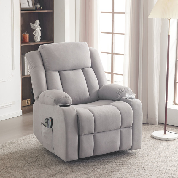1pcs grey fabric electric elderly chair with 8-point massage belt heating 120kg indoor functional chair, UK