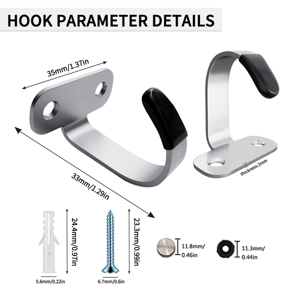 Thickened stainless steel kitchen, bathroom, cloakroom, living room hanging practical side-top storage hooks with strong load-bearing capacity