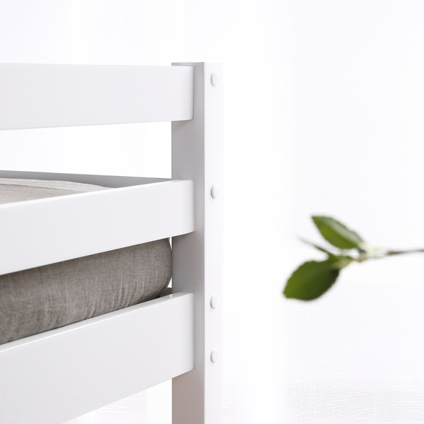 Elevated Cross Guard Rail with Slide Twin Pine Wooden Bed White