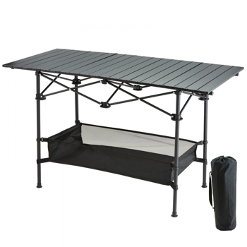 120×70×55 CM <b style=\\'color:red\\'>Portable</b> Outdoor Folding Picnic Table, Lightweight Aluminum Roll-Up Camping Table