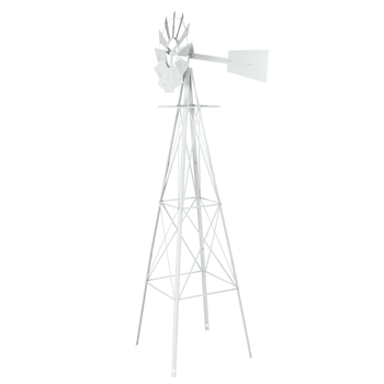 8FT Weather Resistant Yard Garden Windmill White