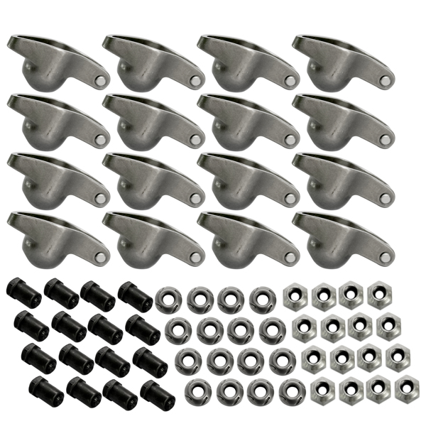 16Pcs Steel Roller Tip Rocker Arms Set for Small Block Chevy 305 350 400 1.6 Ratio 3/8