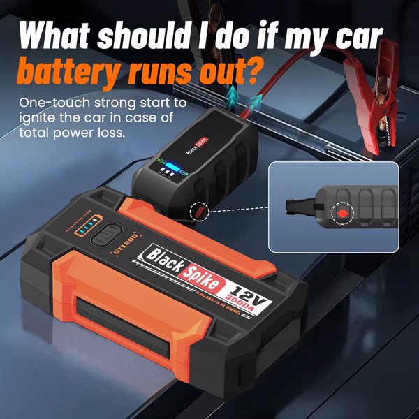 Portable Jump Starter,12,000mAh 12V Power Bank with 3000A Peak Current,Safety Boost for Motorcycles, Cars, Trucks & SUVs (6L Gas & 3L Diesel Engines),Fast Charging & 3-modle Light  UT1200