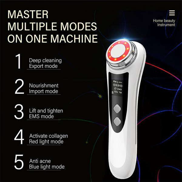RF & EMS Multi Functional Beauty Devices with Red/Blue Light Therapy, Deep Cleansing On Skin Care Tools