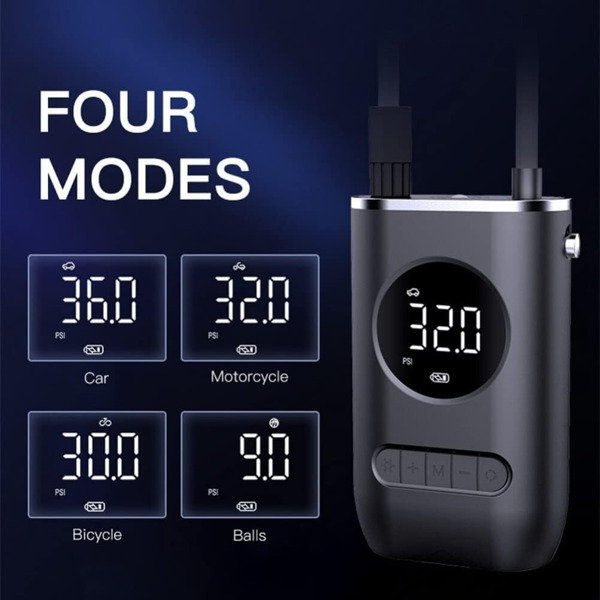 Tire Inflator Portable Air Compressor,Portable Electric Pump 150PSI Cordless Electric Ball Pump Rechargeable Bicycle Air Pump with Digital LED Display