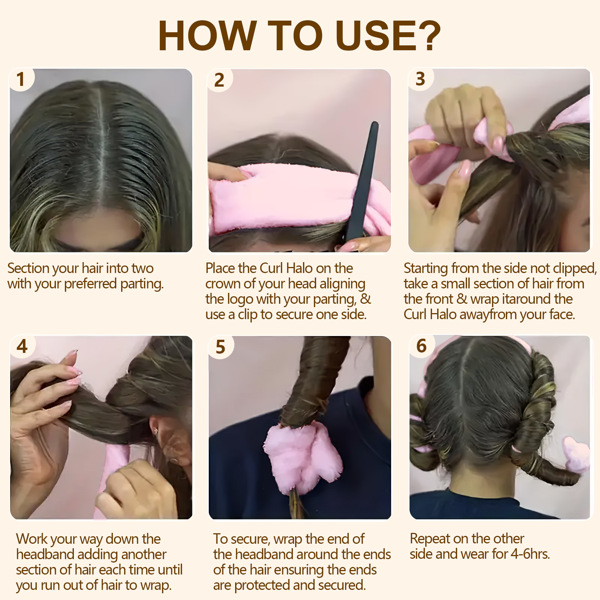 Satin heatless hair curler, Lazy Natural Soft Wave DIY heatless curls for Sleep in Overnight, for All Hair Types - Pink