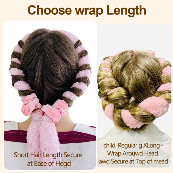 Satin heatless hair curler, Lazy Natural Soft Wave DIY heatless curls for Sleep in Overnight, for All Hair Types - Pink