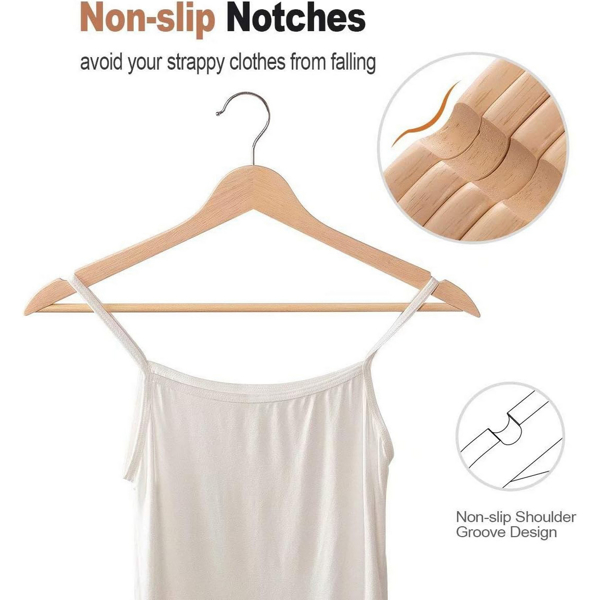 商用级厚木衣架10件套，带防滑凹槽-丝绸、羊绒和设计师服装的豪华衣橱必备品（周末不发货，禁售亚马逊）-10