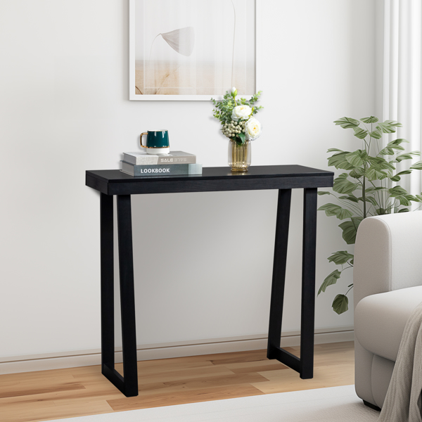 35.8 Inch Solid Wood Console Table for Entryway, Sofa Table Narrow Entryway Table for Hallway, Behind The Couch, Living Room, Foyer, Black