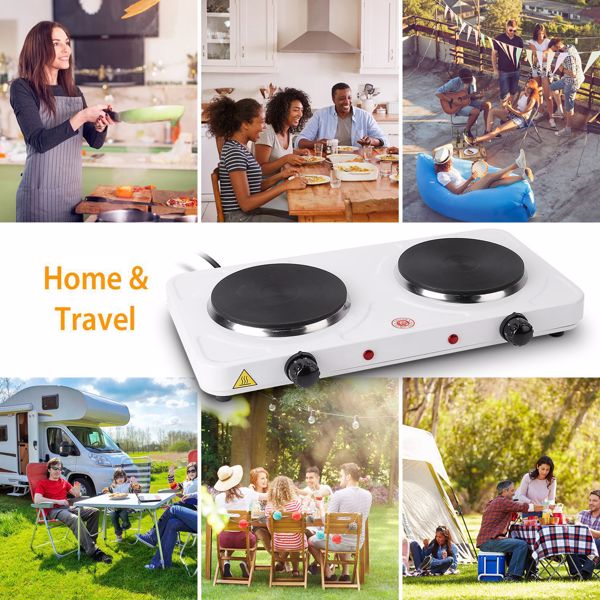 Cooking electric heating plate, 2-burner electric stove, 2000 watt portable electric stove, glass stove, easy to clean, suitable for RV/home/camping 110V