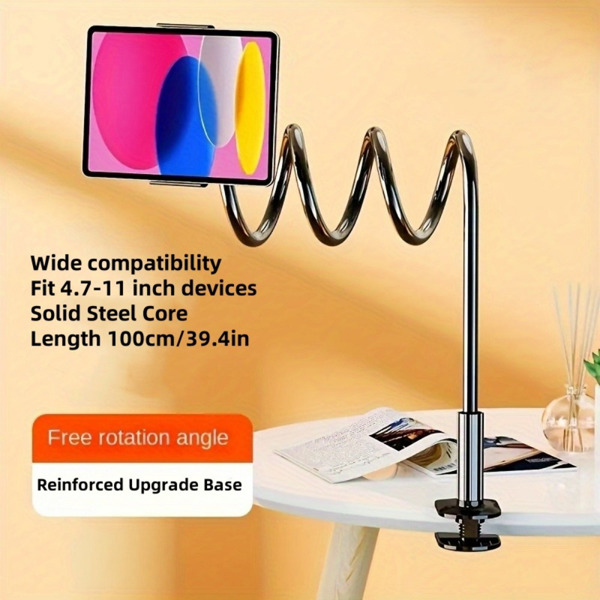 Updated Gooseneck Tablet Holder Stand for Bed 100cm 39.4in Adjustable Flexible Arm Tablets Mount Clamp 