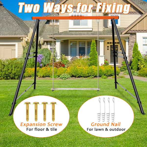 Porch Swing Frame, 550lbs Weight Capacity Swing Stand, Heavy Duty A-Frame Swing, Swing Stand Frame for Yoga Hammock Saucer Baby Porch Swing (Orange, Swing NOT Included)