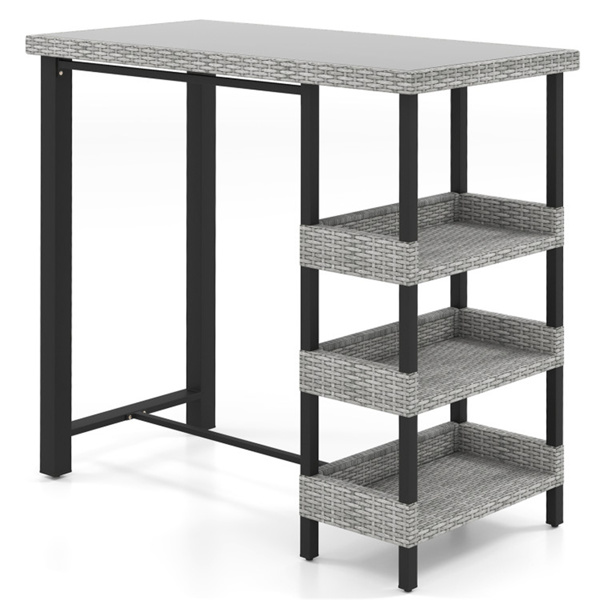 Courtyard Table with Tempered Glass Top Outdoor Bar Table 43.5