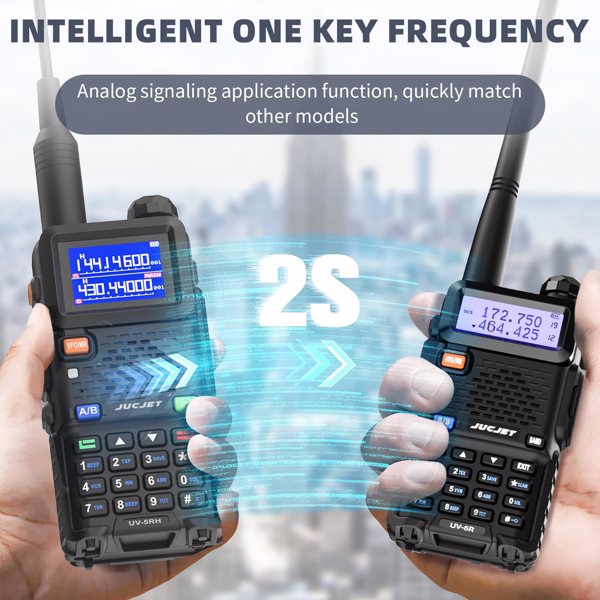 BAOFENG 5RH Ham Long Rang Walkie Talkies 10W (Upgraded of UV-5R), 999CH One Key Frequency Match, 2500mAh Battery Rechargeable Walkie Talkies, Charging (1PCS)