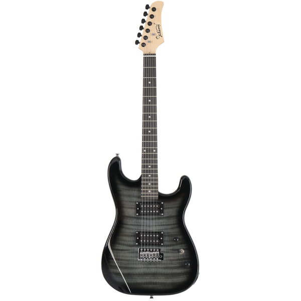GST Stylish H-H Pickup Tiger Stripe Electric Guitar Kit with 20W AMP Bag Guitar Strap Black