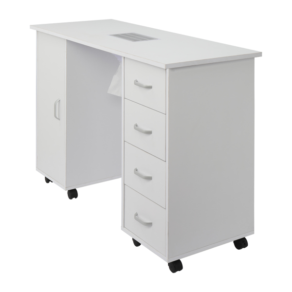 【Same code 64112382】MDF Single Door 4 Drawers With Fan White Nail Table
