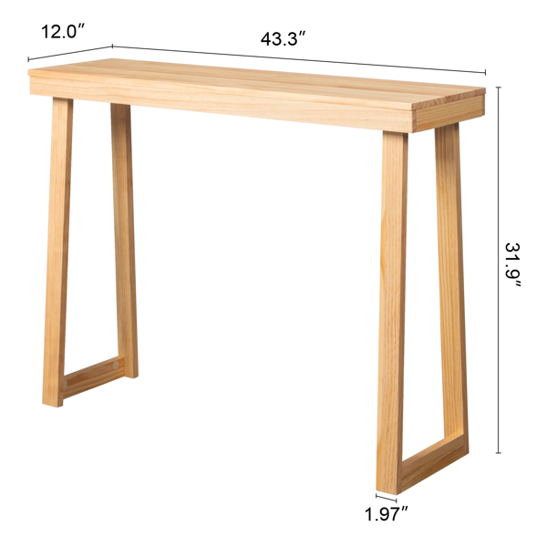 43.3 Inch Solid Wood Console Table for Entryway, Sofa Table Narrow Entryway Table for Hallway, Behind The Couch, Living Room, Foyer, Wood Color