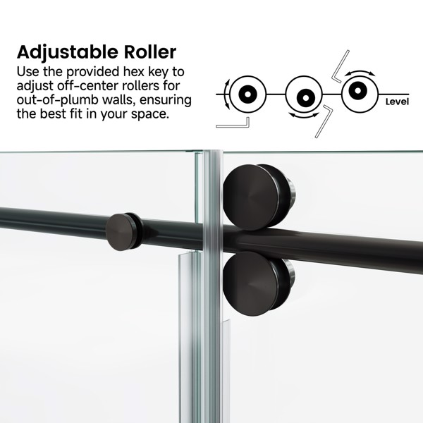 48*76“固定和滑动淋浴门，圆管五金，圆管硬件，透明玻璃淋浴门，3/8”（10mm）SGCC钢化玻璃，不锈钢[周末无法发货+LTL]-4