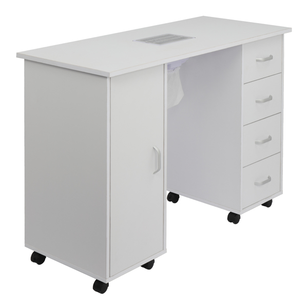 【Same code 64112382】MDF Single Door 4 Drawers With Fan White Nail Table