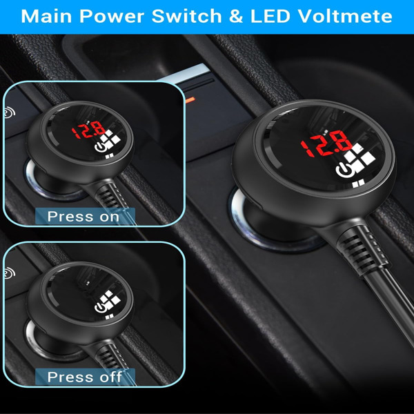 Car Charger Splitter 200W 3 Socket Cigarette Lighter Adapter with PD30W USB-C Multi USB Car Charger DC Outlet
