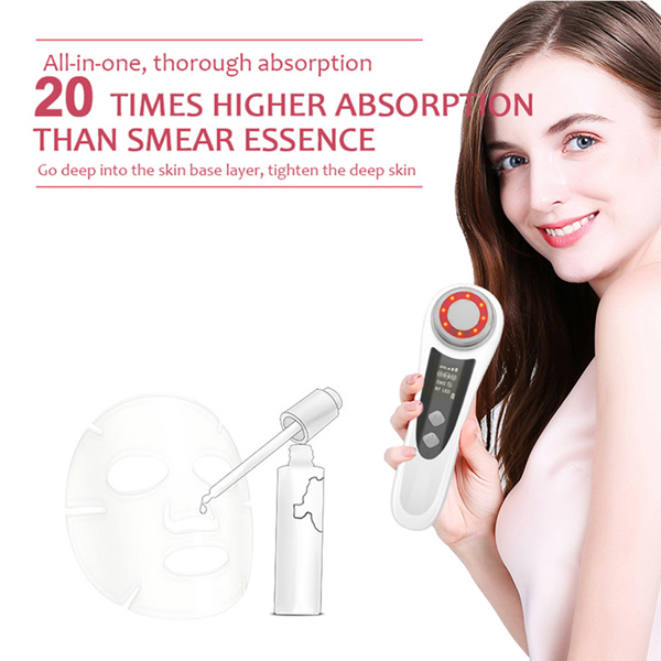 RF & EMS Multi Functional Beauty Devices with Red/Blue Light Therapy, Deep Cleansing On Skin Care Tools