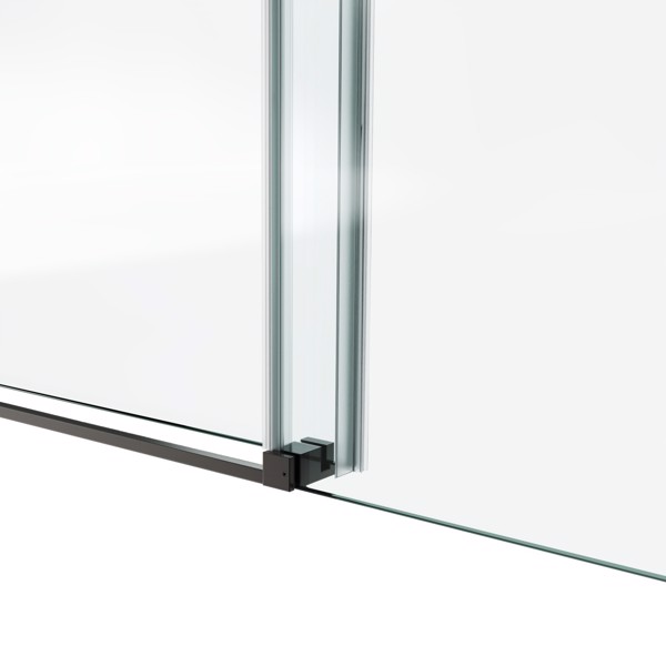 72*76“固定和滑动淋浴门，方管五金件，透明玻璃淋浴门，3/8”（10mm）SGCC钢化玻璃，不锈钢[周末无法发货+LTL]-6