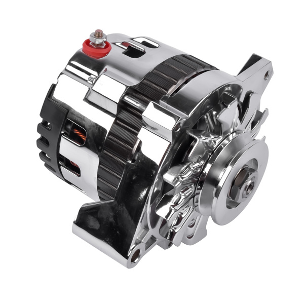 180A 12V Chrome Alternator V-Belt Pulley 1 Wire for Chevy GM BBC SBC 305 350 396 454 1985-1993 ES1022C