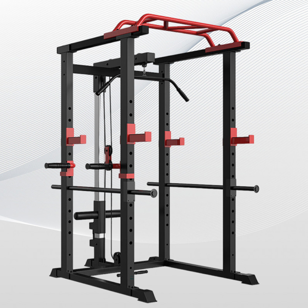 1000LBS Power Cage with LAT Pulldown & Multi-Grip Pull-Up Bar | Olympic Squat Rack with Dip Handles for Men/Women Home Gym Training