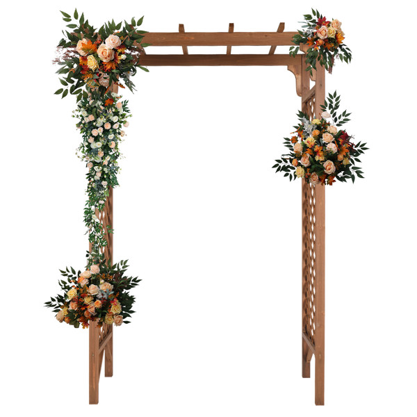 152*60*215cm Beautiful And Practical  Flat-Topped Wooden Arch Garden Arch Dark Brown