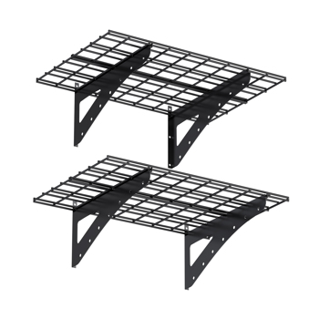 23.6*35.4 Inch Wall Mounted Wall Shelf for Garage Heavy Duty Wall Shelf, Supermarket Storage Shelf, Black, 2-Pack