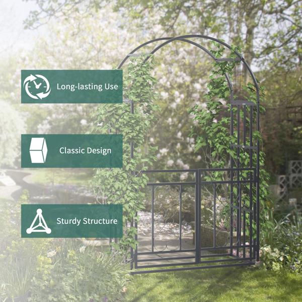 Steel Garden Arch with Gate ( Amazon Shipping)