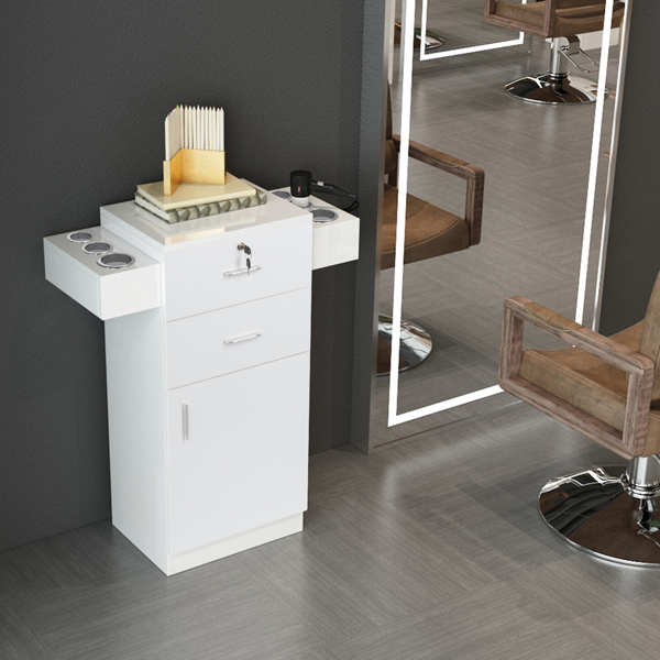 【Same code 89922933】Barbershop Salon Locker / Hair Dryer Rack Drawer with Lock White